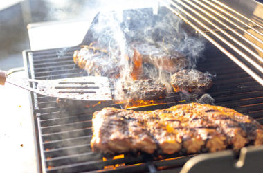griling ribs and burgers