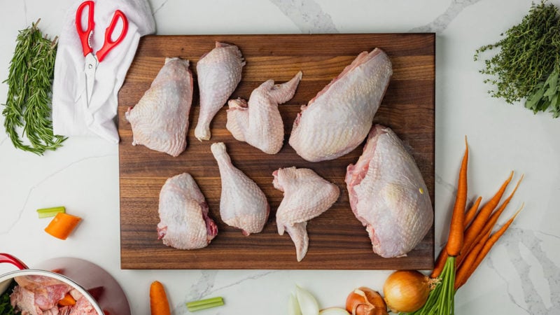 turkey cut into eights for roasting or braising