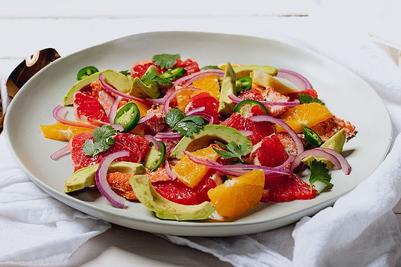 salmon citrus and avocado