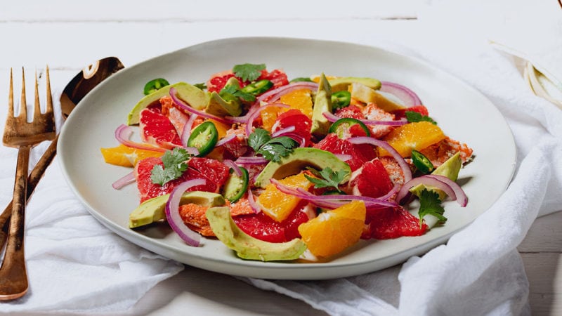 salmon citrus and avocado