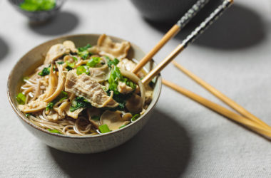soba noodles with mushrooms chicken bok choy