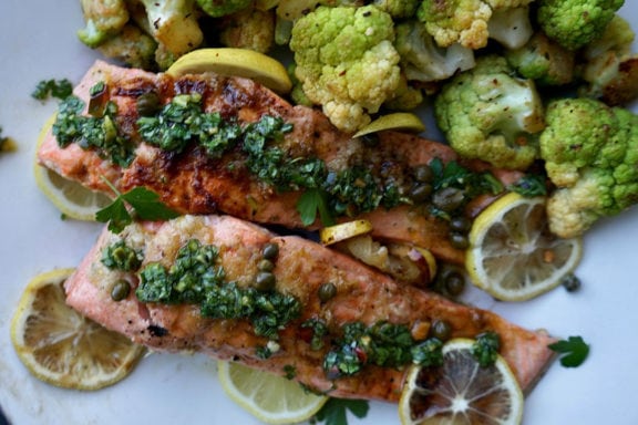 salmon with salsa verde