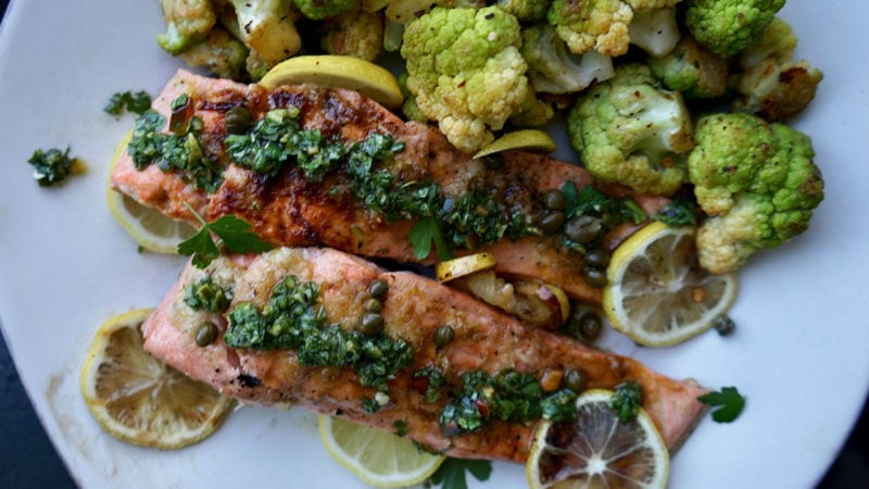 salmon with salsa verde