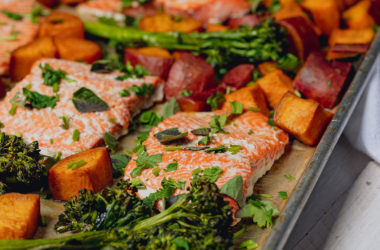 sheetpan salmon with veggies