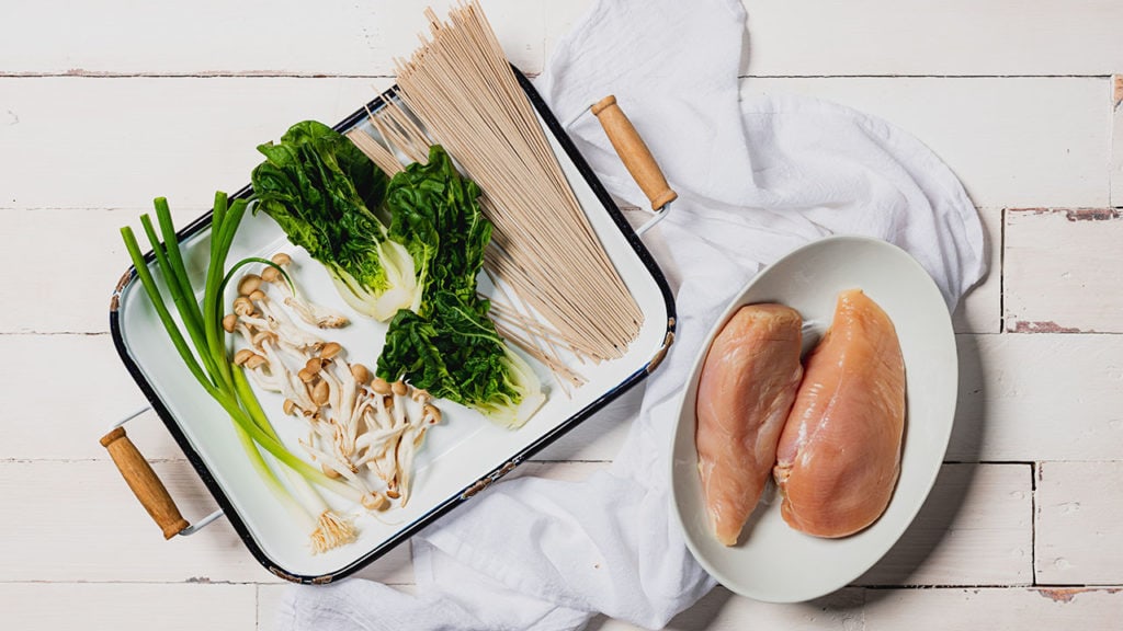 ingredients for soba chicken noodles