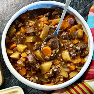 beef stew with grains and carrots