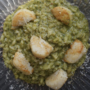 scallops with kale rissoto