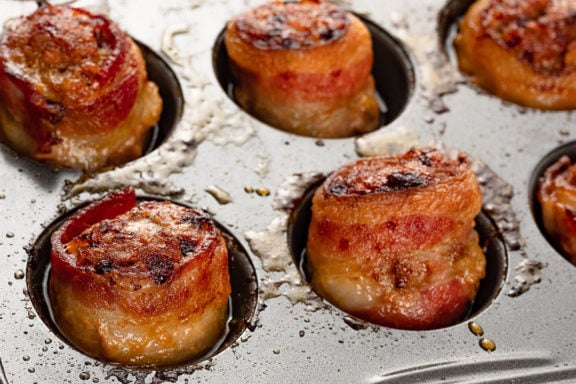 bacon wrapped meatloaf bites