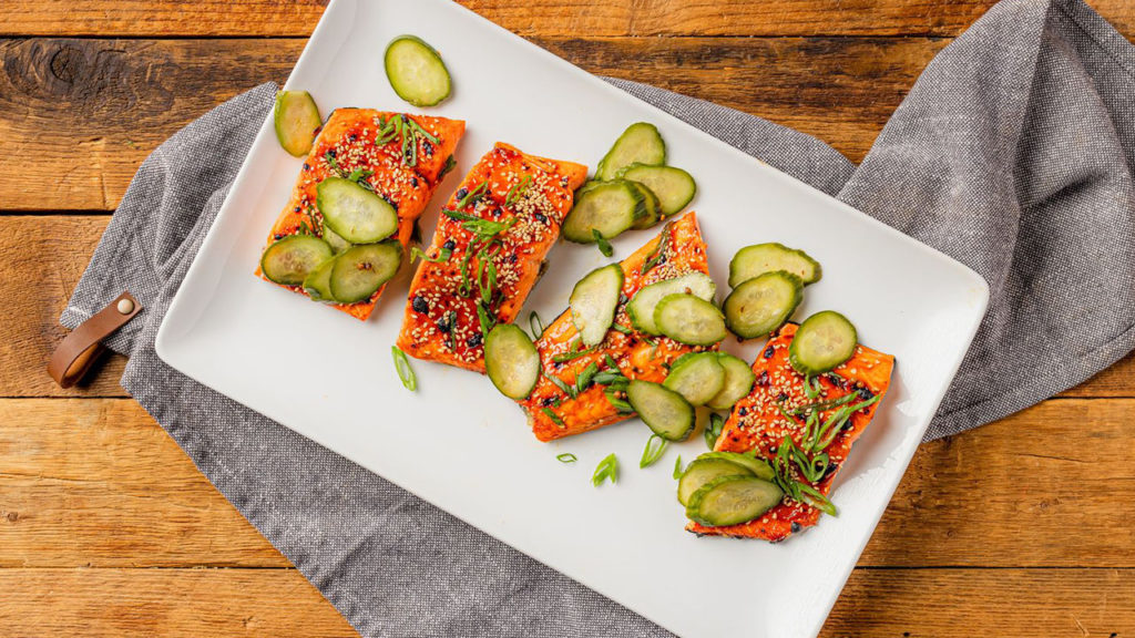 glazed salmon with homemade pickles