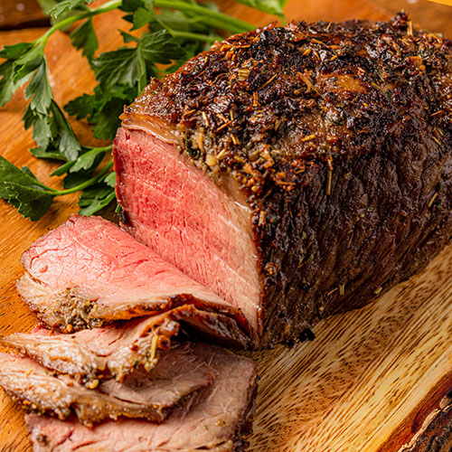 sliced top sirloin cap picanha roast