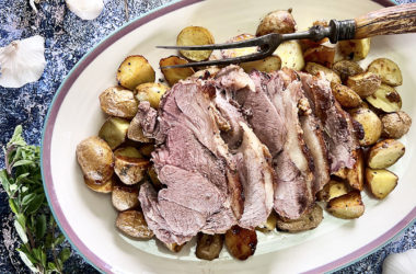 lamb with Greek inspired lemon potatoes