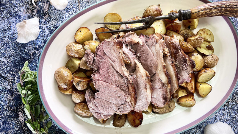 lamb with Greek inspired lemon potatoes