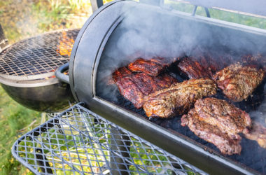 ribs and steaks in smoker