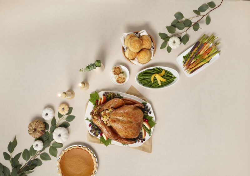 A decorative, yet simple Thanksgiving table.