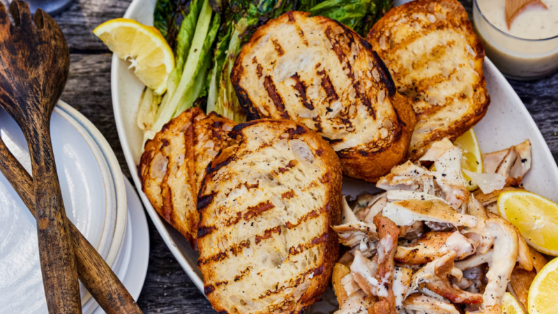 Grilled Caesar salad with chicken