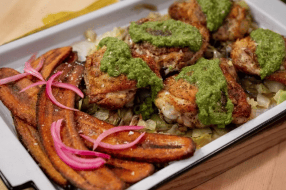 braised chicken thighs with roasted carrots