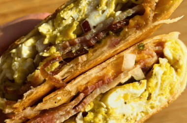 burrito stuffed with bacon and egg