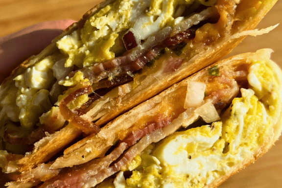 burrito stuffed with bacon and egg