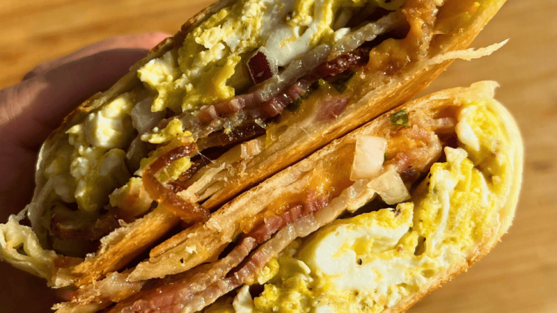 burrito stuffed with bacon and egg