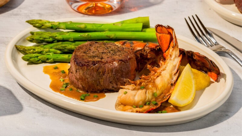 Filet Mignon with Lobster on a plate